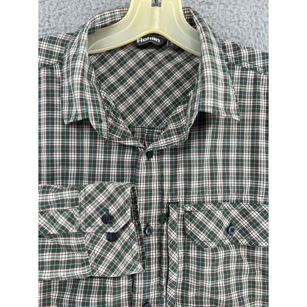 Rohan Wayfarer Mens Shirt Large Muticolor Plaid Button Up Long Sleeve Zip Pocket